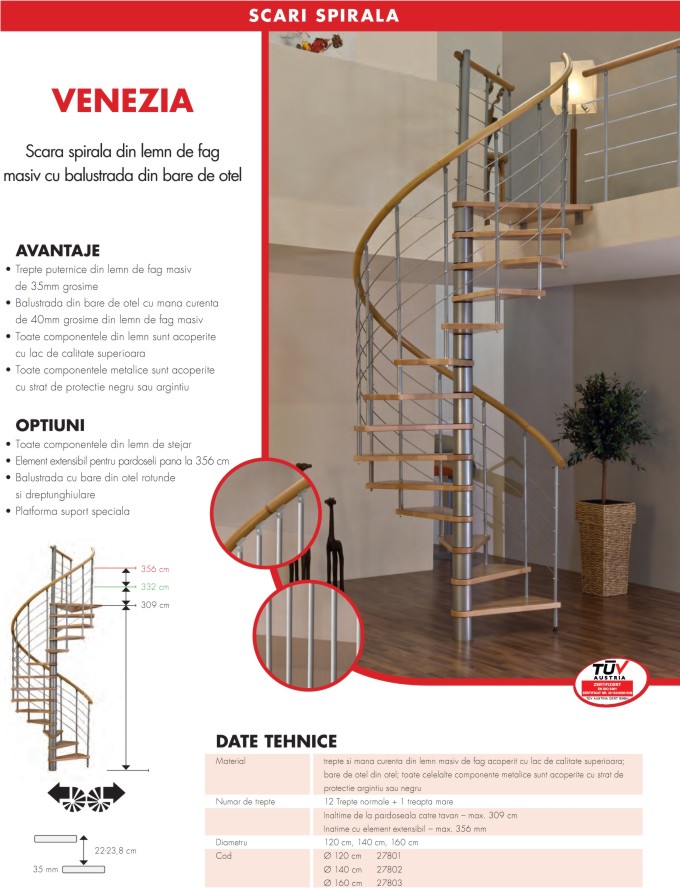 scara spirala pentru interior venezia