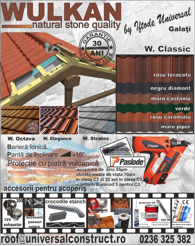 tigla metalica wulkan cu piatra naturala